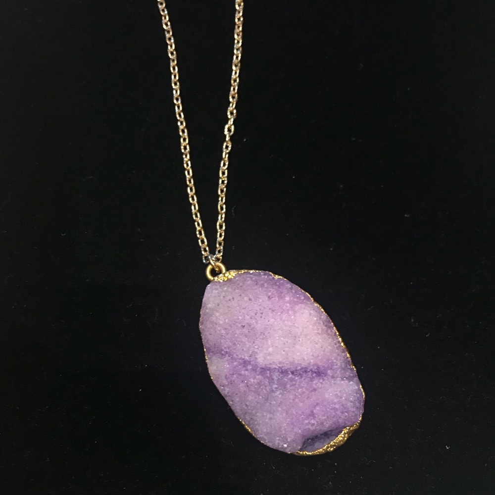 Brand New Amethyst stone Gold Necklace